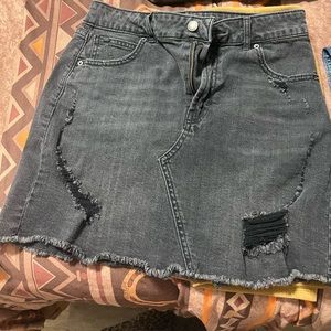 Black distressed skirt